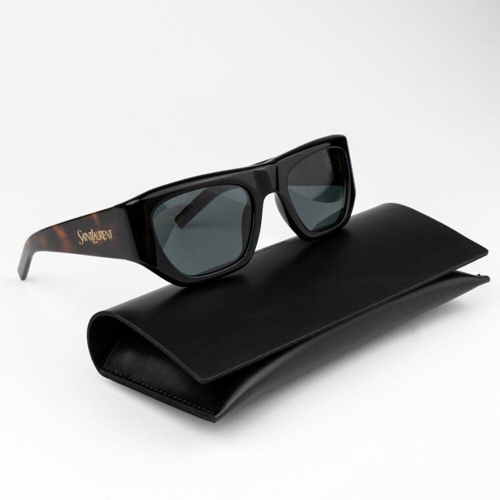 NEW Saint Laurent SL740 004 Black Havana Square Unisex Sunglasses - Picture 3 of 11